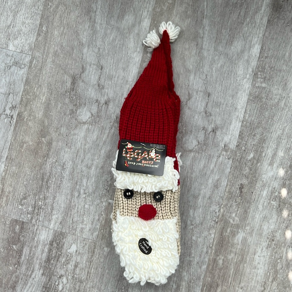 NWT Legale Merry Hand Crafted women’s Santa sock